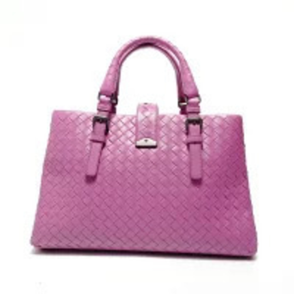 Bottega Veneta Intrecciato Roma Leather Handbag Purple